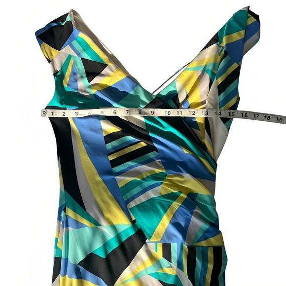 Lauren Ralph Lauren Faux Wrap Dress Size 2 Geometric Print V-Neck Sleeveless. - Picture 8 of 9